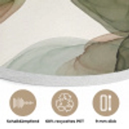 Abstract - Vormen - Modern - Kunst - Groen - Bruin Akoestische PET Vilt - Rond klein -closeup_DE