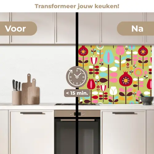 Patronen - Bloemen - Kleuren keuken achterwand 2 middel 871 -voor-na2_NL
