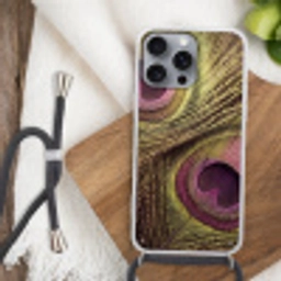 Pauw - Veren - Paars - Groen Hoesje iPhone 16 Pro Max met koord klein -sfeer4