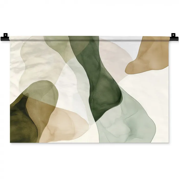 Japandi - Abstract - Groen Wandkleed katoen klein -zz3d