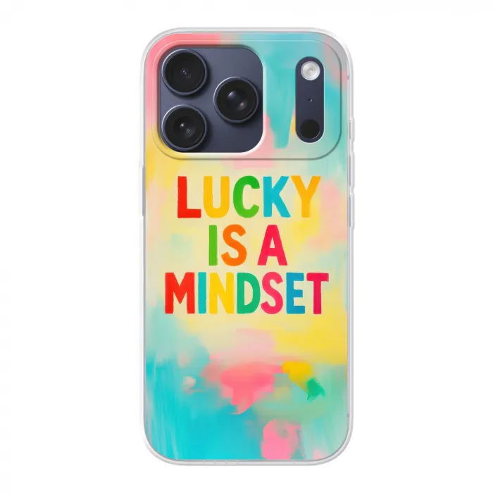 Quote - Lucky - Regenboogkleuren Telefoonhoesje iPhone 17 Pro klein -3d