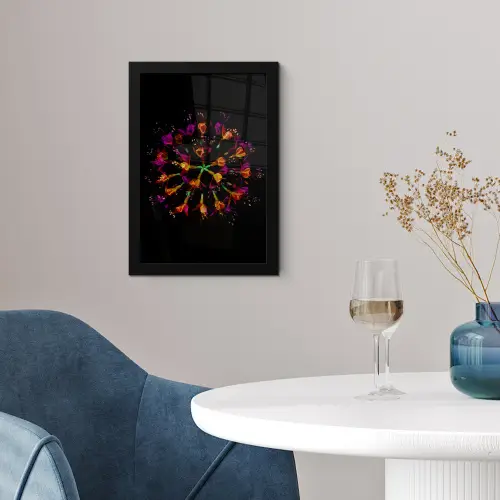Bloemen - Oranje - Roze - Zwart fotolijst zwart zonder passe partout klein -sfeer4