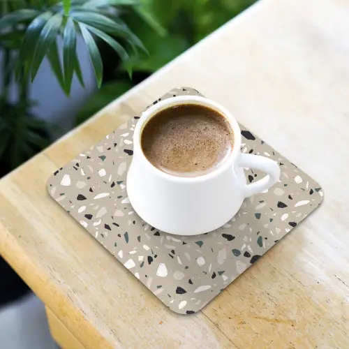Terrazzo - Patroon - Groen onderzetter kurk middel 366 -sfeer5