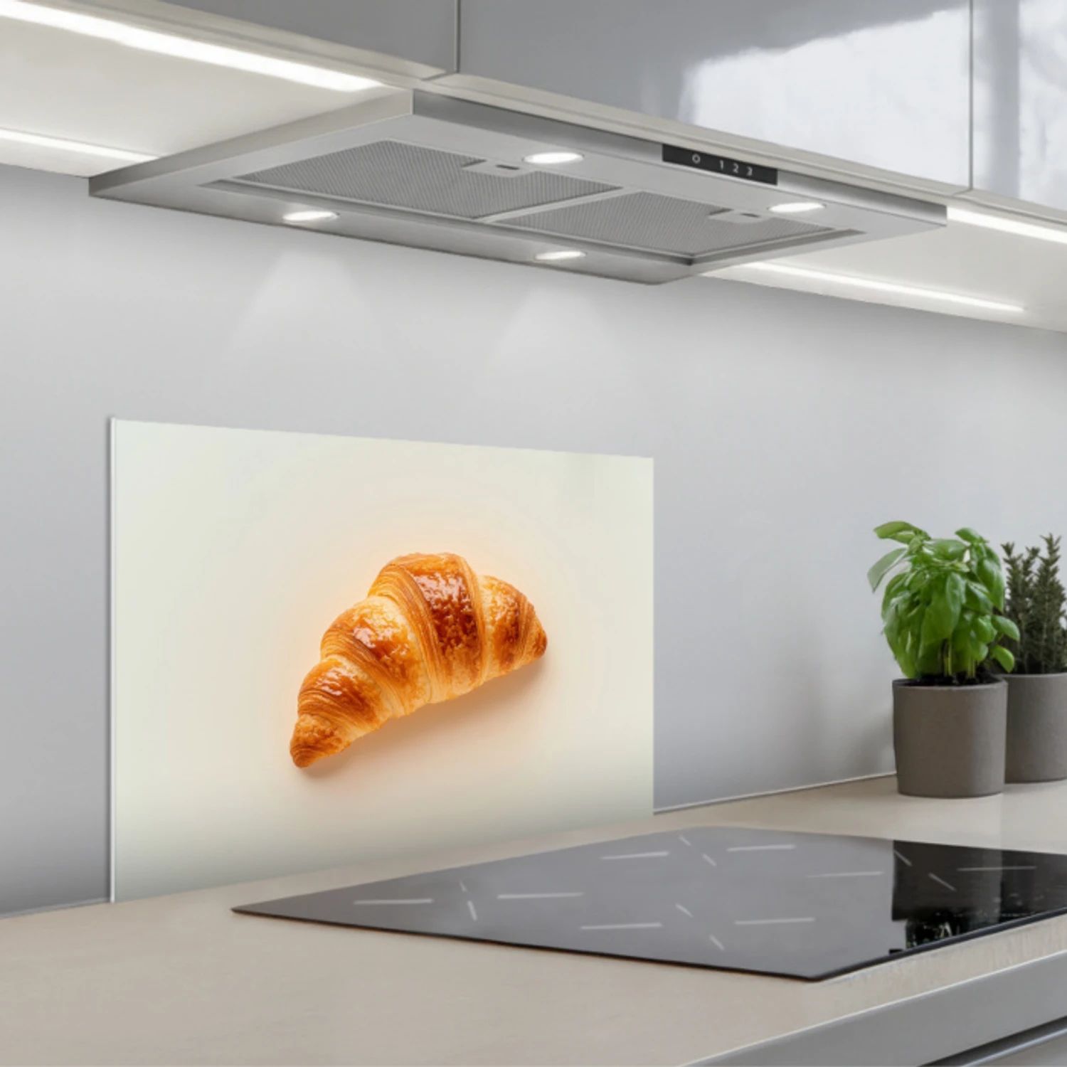 Croissant - Brood - Beige keuken achterwand spatscherm klein -3d_schuin