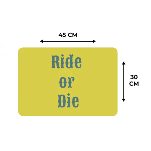 Ride or die - Geel - Blauw Placemat vinyl groot -specs
