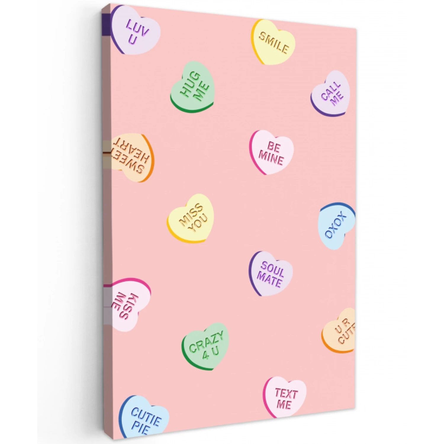 Hart - Snoep - Pastel - Tekst Tuinposter op houten frame 2 cm dik middel -3d