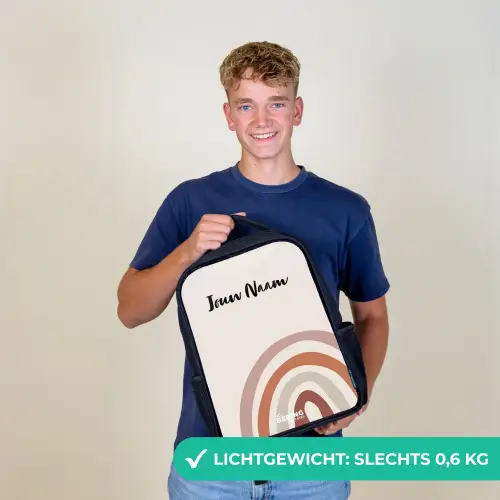 Ruwe regenboog naturel Rugzak - Zwart middel -sfeer7_NL