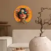 Vrouw - Bloemen - Aesthetic - Oranje Wandcirkel kunststof plaat 5mm dik klein -sfeer1