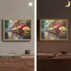 Straat - Olieverf - Kleurrijk - Stad Light Box met batterij (Wandlamp) middel -sfeer3