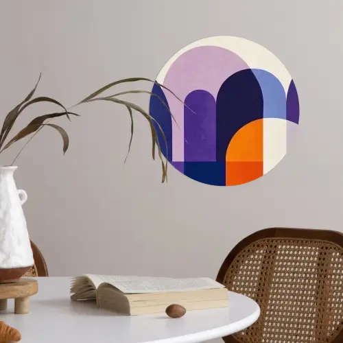 Vormen - Abstract - Grafisch - Oranje Wandcirkel behangsticker klein -sfeer3