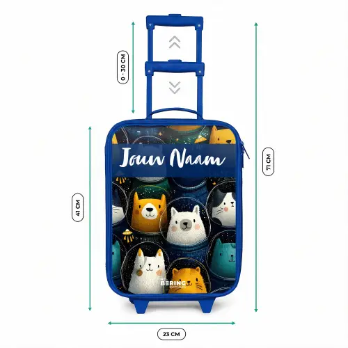 Dieren - Sterren - Planeten - Astronaut Kinderkoffer - Blauw klein -productfoto_formaten