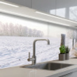Hek - Sneeuw - Mist - Platteland - Nostalgisch keuken achterwand 2 middel -3d_schuin