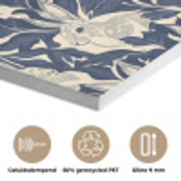 Hazen - Bladeren - Patroon - Blauw - Beige PET vilt klein 837 -closeup_NL