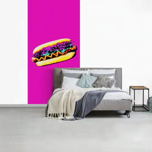 Hotdog - Roze - Retro fotobehang vinyl groot -slaapkamer