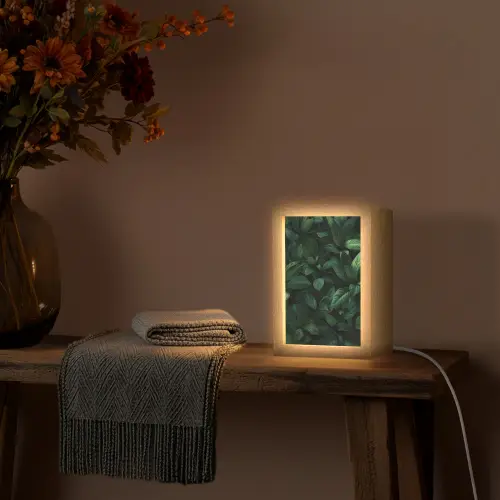 Bladeren - Ovaal - Groen - Nerven Light Box met kabel (Tafellamp) klein -sfeer4