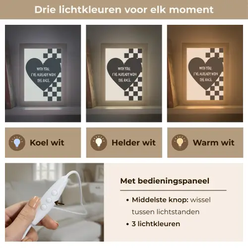 Liefde - Beige - Race Light Box met kabel (Tafellamp) klein -USP_lichtkleurNL