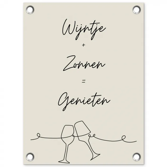 Wijn en Zonnen tuinposter los doek klein -3d