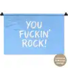 Blauw - Wit - You fuckin rock Wandkleed katoen klein -t3d_DE