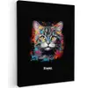 Kat met kleurrijke penseelstreken canvas 2cm klein -z3d