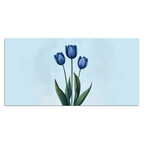 Tulpen - Blauw - Bladeren Muismat XXL klein -3d_leeg