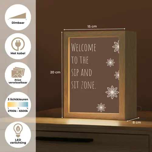 Bruin - Quote - Bloemen - Zomer Light Box met kabel (Wandlamp) klein -USP_websiteoverzichtNL