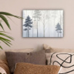 Bos - Bomen - Mist - Natuur - Illustratie - Grijs canvas 2cm klein -sfeer1