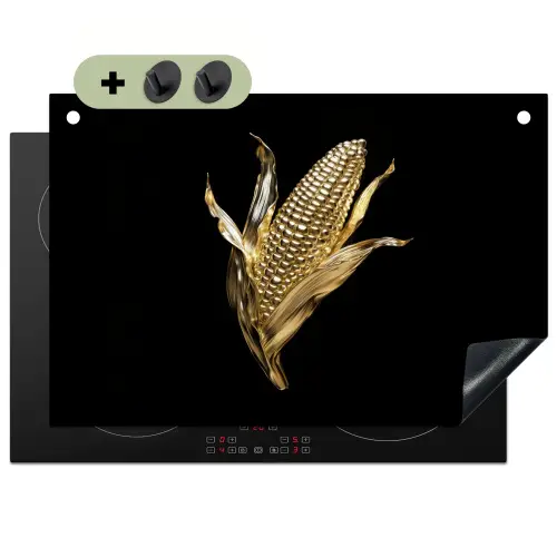 Mais - Eten - Goud - Zwart Inductie beschemer met haakjes klein -3d