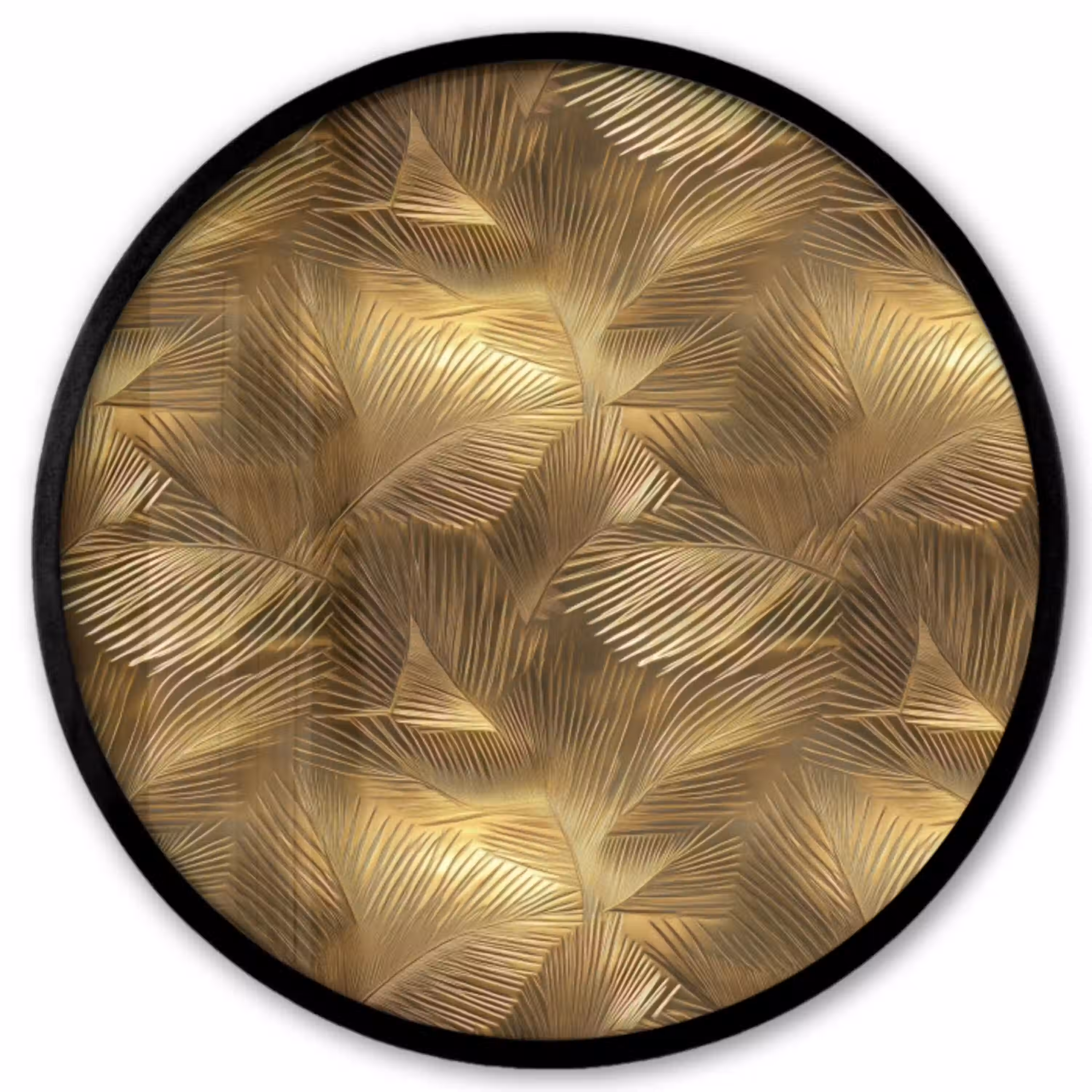 Palm - Waaier - Goud Fotolijst rond zonder passe partout klein 856 -3d