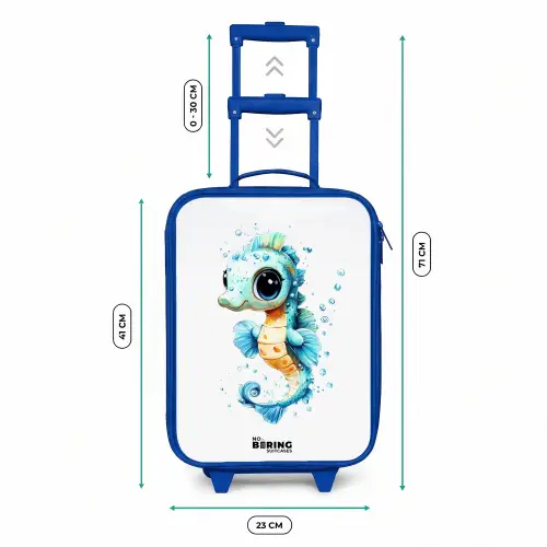 Blauw zeepaardje met grote ogen en luchtbellen Kinderkoffer - Blauw klein -productfoto_formaten