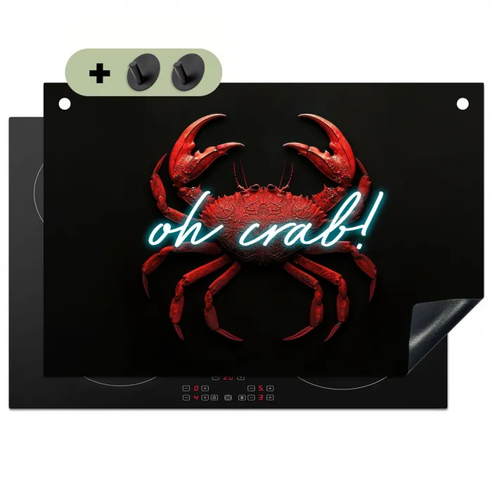 Krab - Rood - Neon - Quote Inductie beschemer met haakjes klein -3d