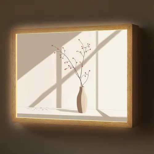 Vaas - Takken - Bessen - Minimalistisch Light Box met batterij (Wandlamp) middel -z3d_website