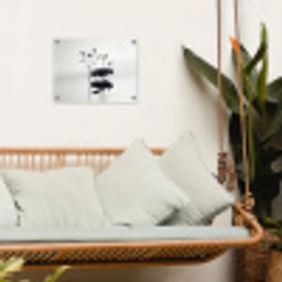 Bladeren - Zwart - Lotusbloem - Minimalitisch tuinposter los doek klein -sfeer7