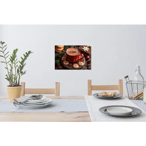 Chocolademelk - Mok - Winter - Kerst - Gezelligheid Muursticker klein -eettafel