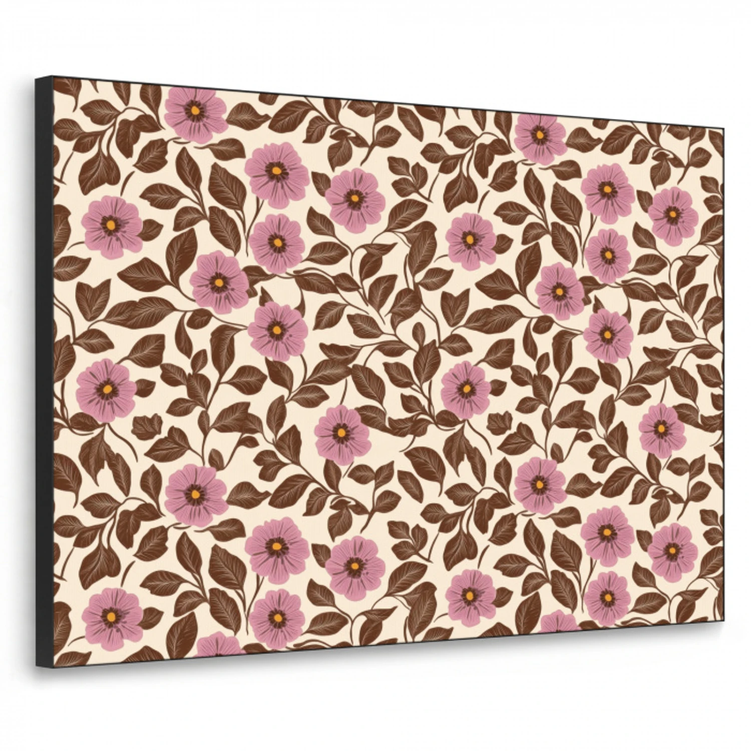 Bloemen - Bladeren - Kleurrijk Textielframe zwart klein 947 -3d