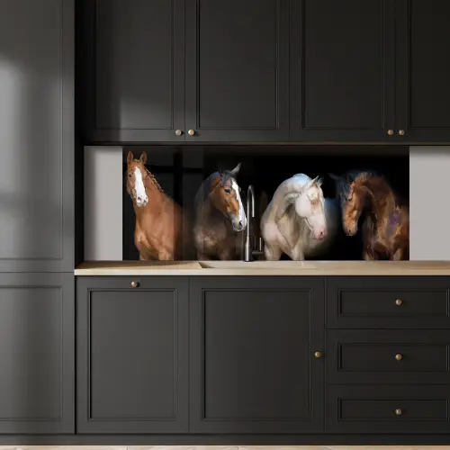 Paard - Dieren - Zwart keuken achterwand 2 middel -sfeer1