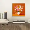 Vaas - Bloemen - Oranje aluminium wit klein -sfeer1