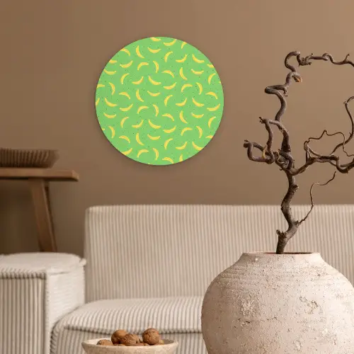 Groen - Geel - Bananen Wandcirkel plexiglas klein 852 -sfeer1
