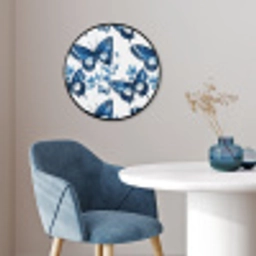 Blauw - Vlinders - Bloemen - Wit Fotolijst rond zonder passe partout klein 856 -sfeer2