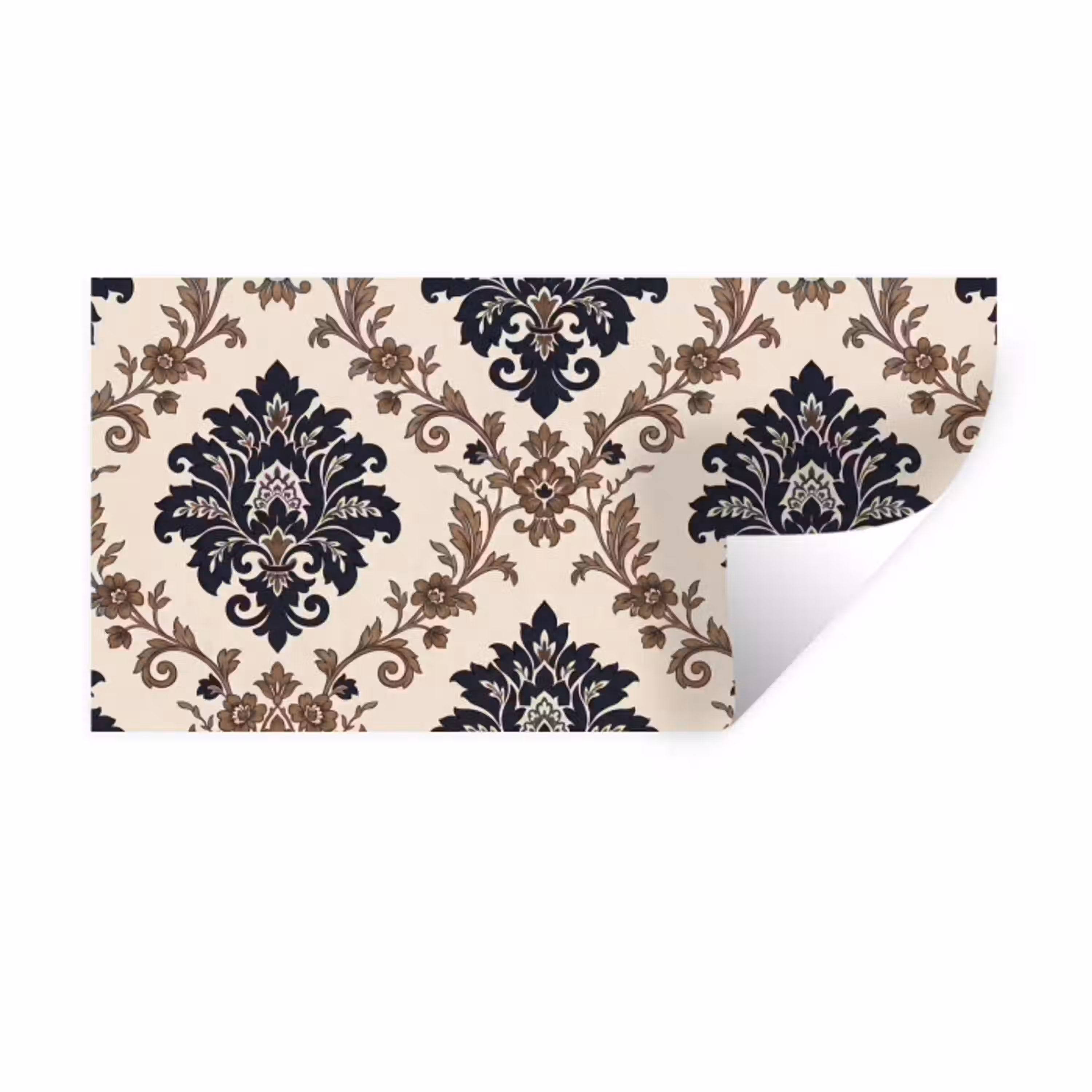 Patroon - Floraal - Klassiek - Beige-blauw Muursticker klein -3d