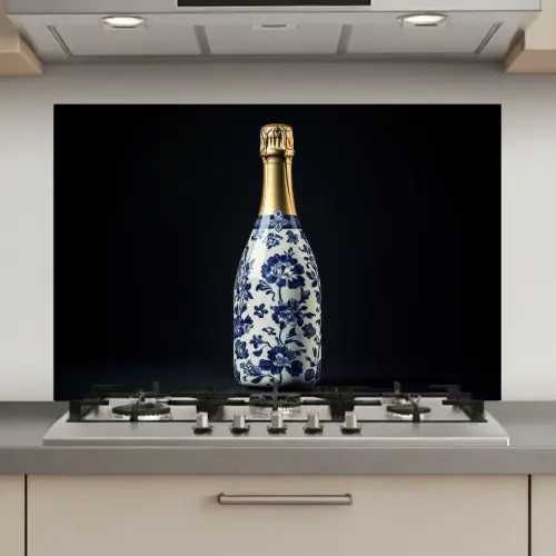 Champagne - Bloemen - Goud - Chique keuken achterwand spatscherm klein -3d_website
