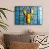 Kreeft - Geel - Blauw - Tegels canvas 2cm klein -sfeer1