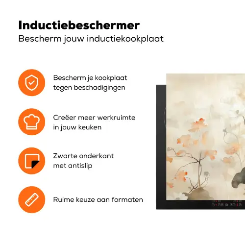 Bloemen - Japandi - Wabi sabi Inductie beschermer vinyl 3mm klein -zzzzzzz-td-ups