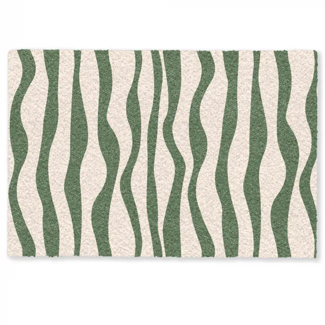 Deurmat - Golvende lijnen - Beige - Groen - Strepen - Abstract