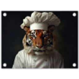 Tijger - Kokskleding - Bruin tuinposter los doek klein -3d