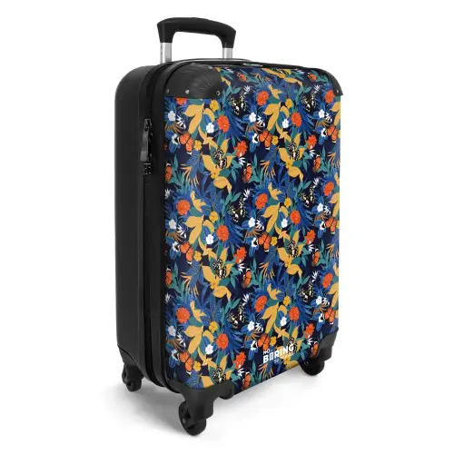 Tropisch vlinder patroon donker blauw NBS - Handbagage koffer - Kinderen Unisex middel -productfoto_3d