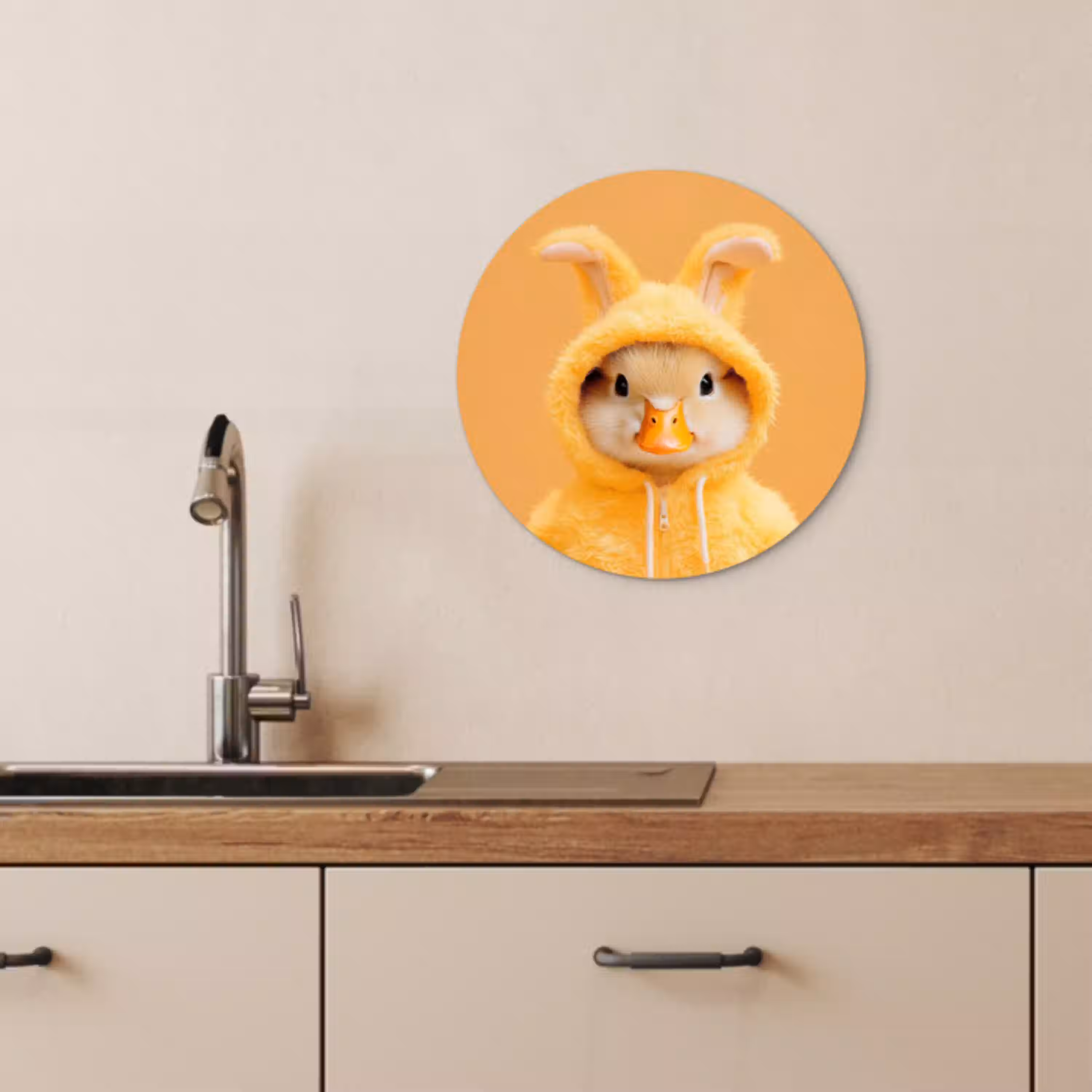 Paashaas - Kostuum - Eend KitchenYeah - Keuken - Wandcirkel Forex klein -sfeer3