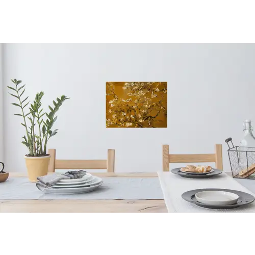 Amandelbloesem - Vincent van Gogh - Goud Muursticker klein -eettafel