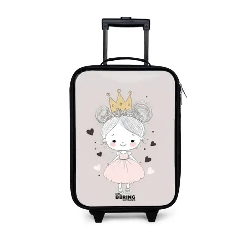 Prinses met knotjes Kinderkoffer - Zwart klein -3d