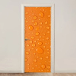 Water - Druppels - Oranje deurposter klein -3d_beige