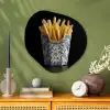 Friet - Porselein - Delfts blauw - Eten Wandcirkel Organisch Aluminium middel -sfeer2